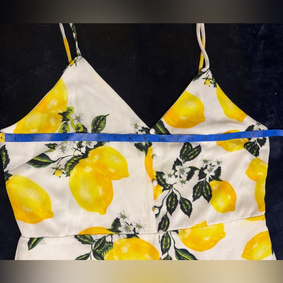 Lulus Air Yellow Lemon & Floral Print High-Low Midi Dress – Size [L] - Picture 12 of 12